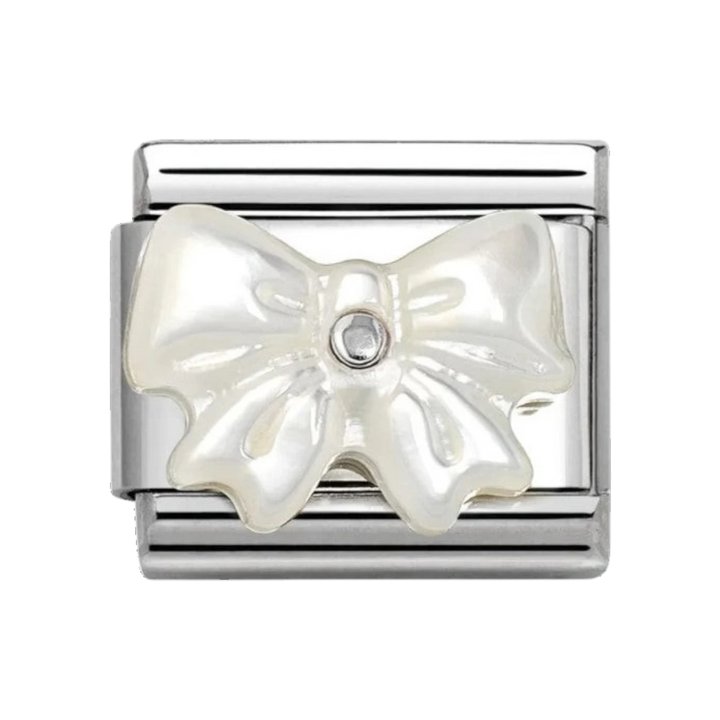 Nomination Classic Silver Mother of Pearl White Bow Charm