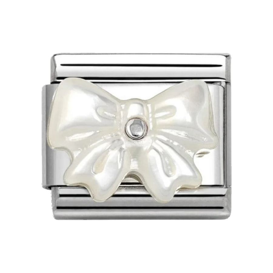 Nomination Classic Silver Mother of Pearl White Bow Charm