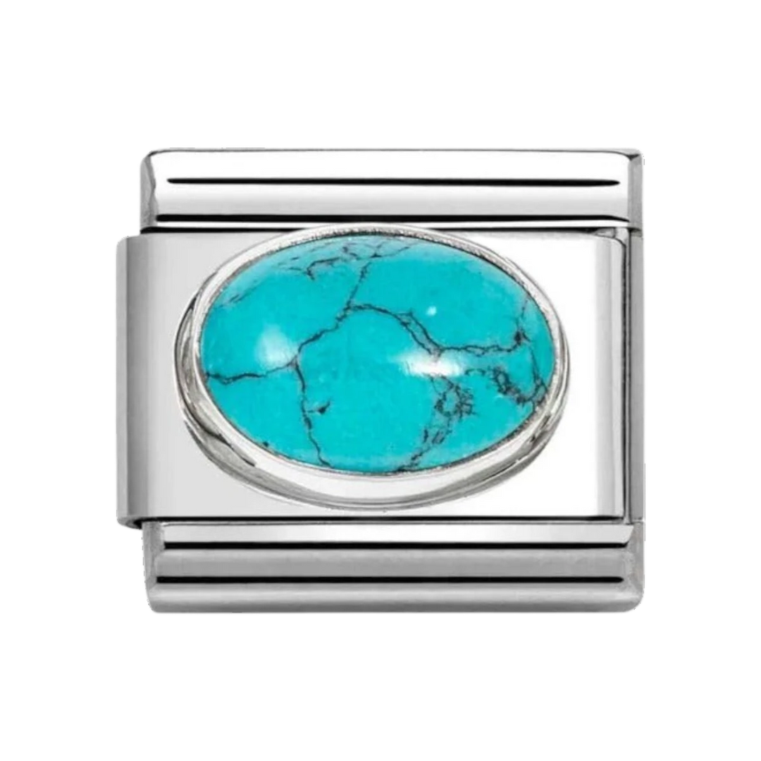 Nomination Classic in Stainless Steel and 925 Sterling Silver Turquoise Stone Charm 330510/49