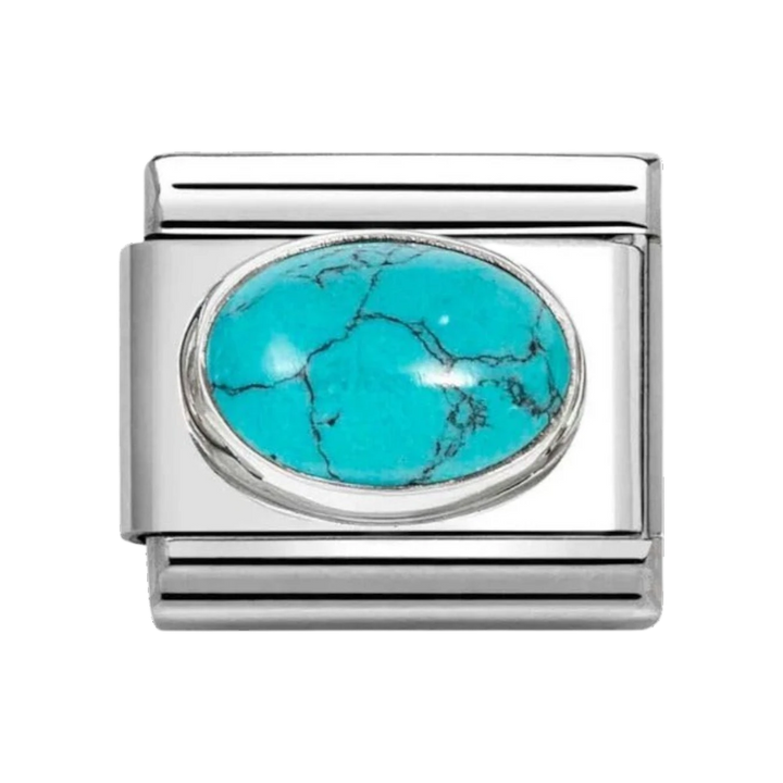 Nomination Classic in Stainless Steel and 925 Sterling Silver Turquoise Stone Charm 330510/49