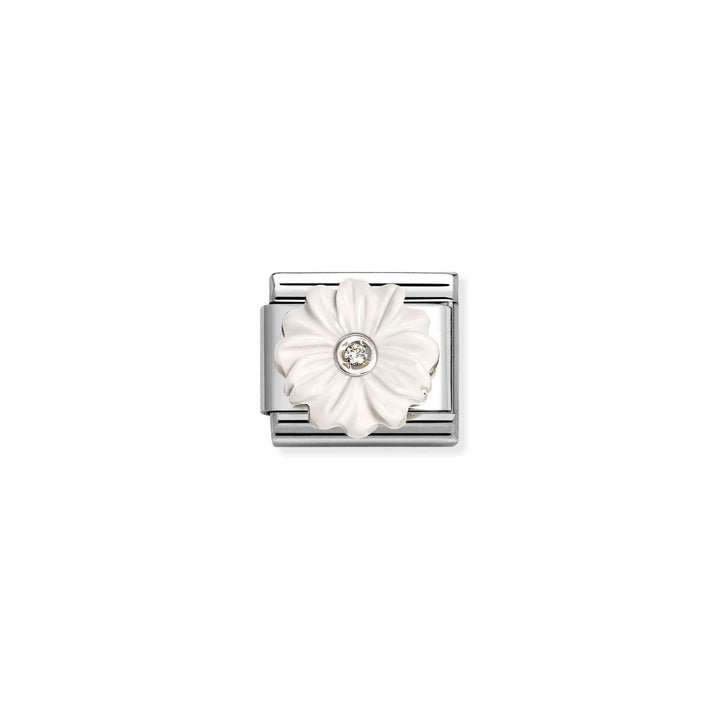 Niche Jewellery Nomination White Stone Flower with Cubic Zirconia Charm