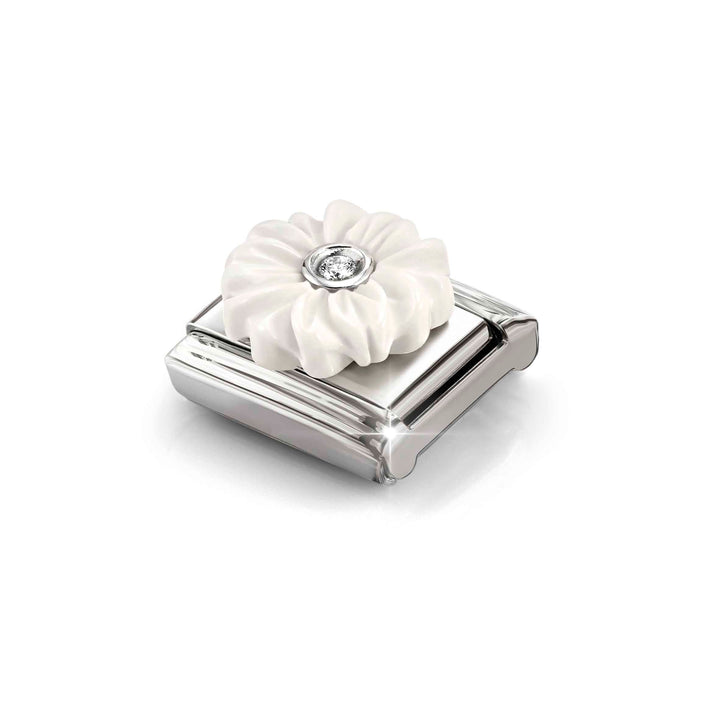 Niche Jewellery Nomination White Stone Flower with Cubic Zirconia Charm detail