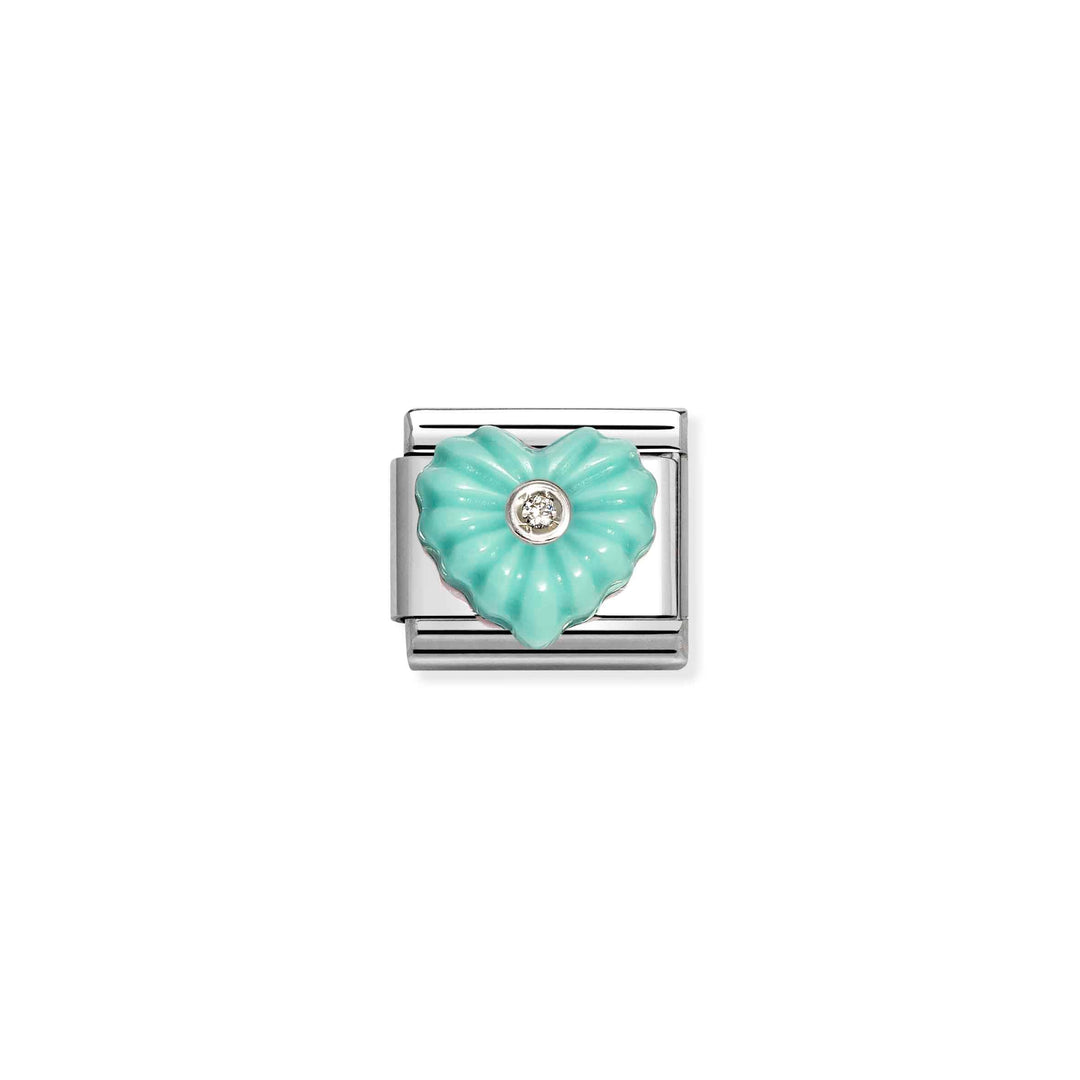 Niche Jewellery Nomination Turquoise Stone Heart with Cubic Zirconia Charm