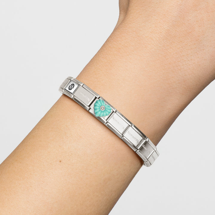 Niche Jewellery Nomination Turquoise Stone Heart with Cubic Zirconia Charm detail