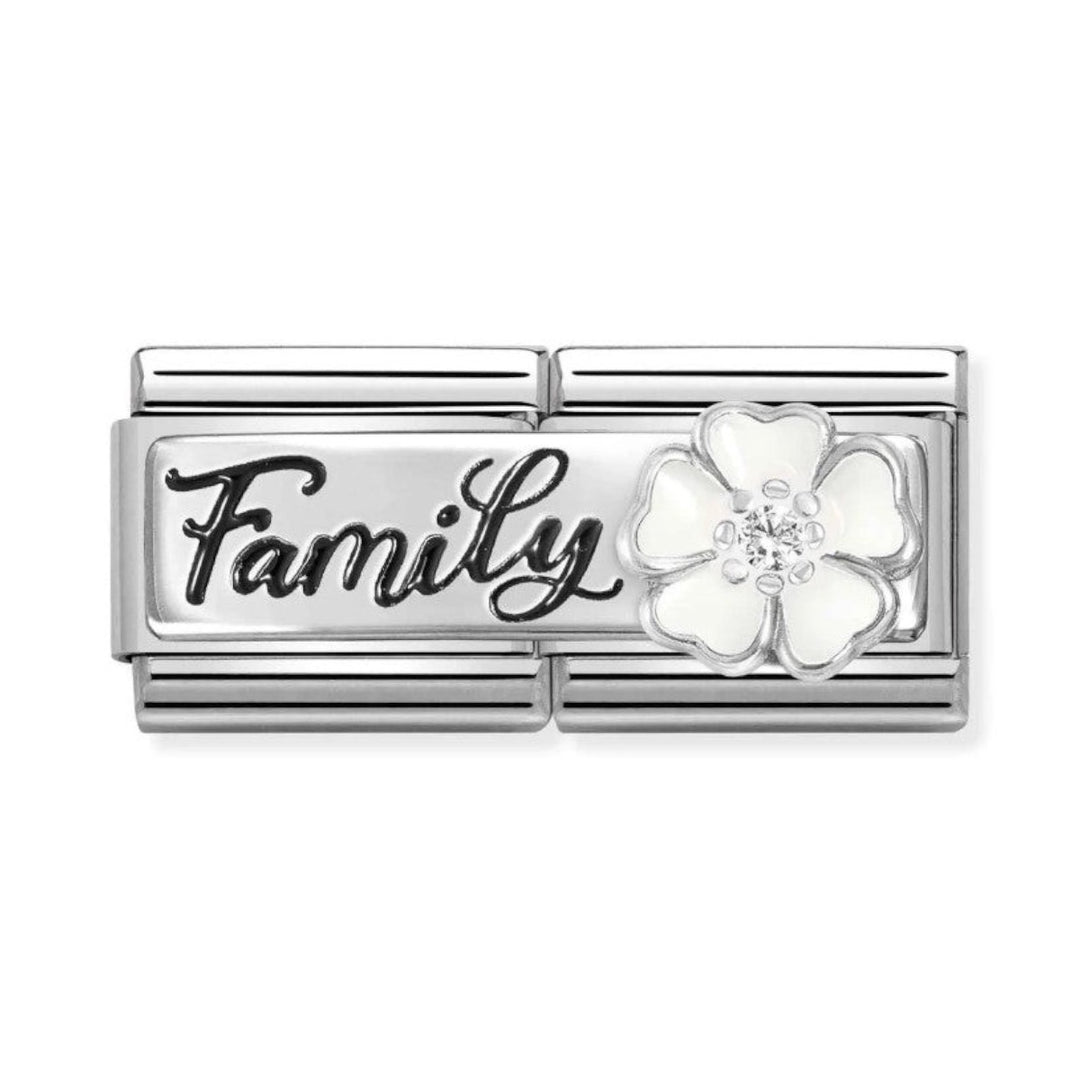 Nomination Classic Double Link Charm - Family with White Flower 330734/17