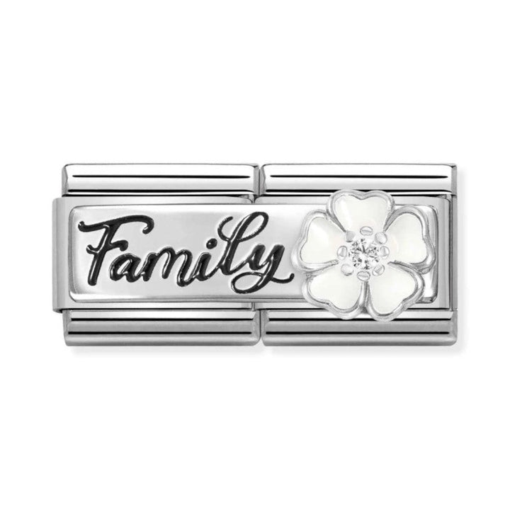 Nomination Classic Double Link Charm - Family with White Flower 330734/17