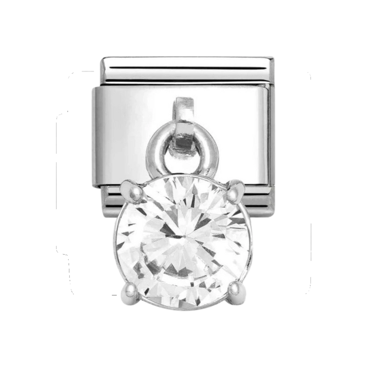 Nomination Classic Round Cubic Zirconia Drop Charm Silver