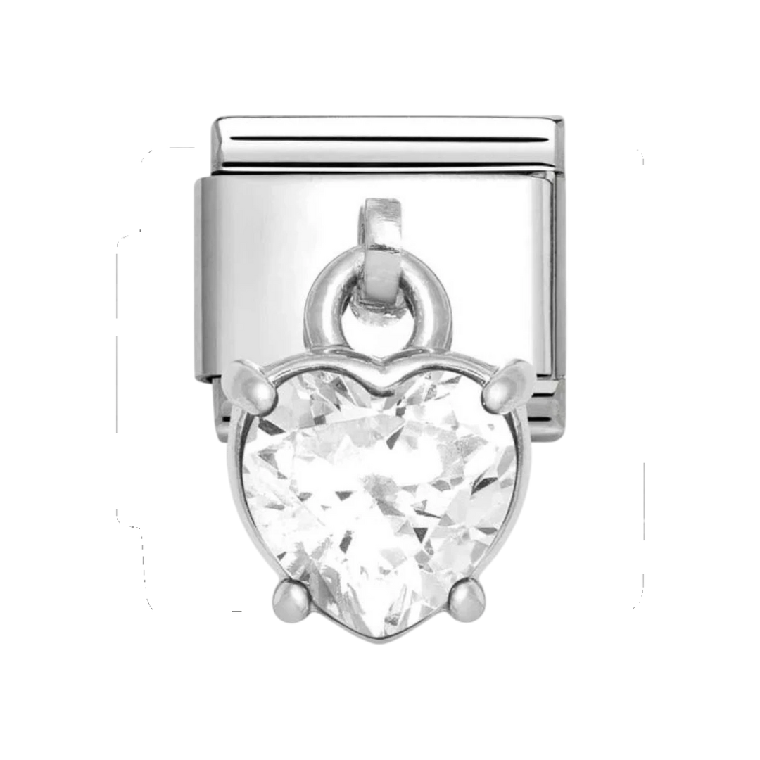 Nomination Classic Cubic Zirconia Heart Drop Charm Silver