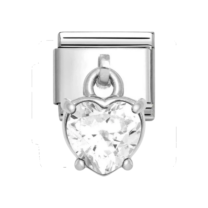 Nomination Classic Cubic Zirconia Heart Drop Charm Silver