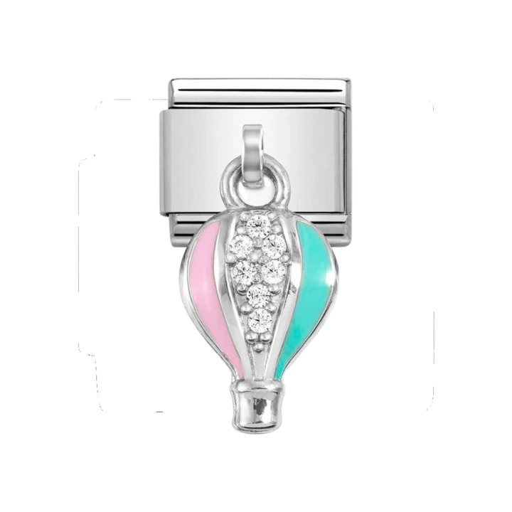 Nomination Silver Zirconia Enamel Hot Air Balloon Drop Charm. Item Code 331815/13
