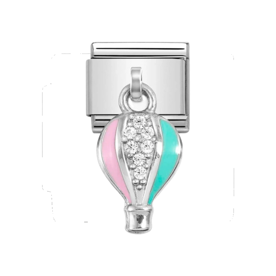 Nomination Silver Zirconia Enamel Hot Air Balloon Drop Charm. Item Code 331815/13