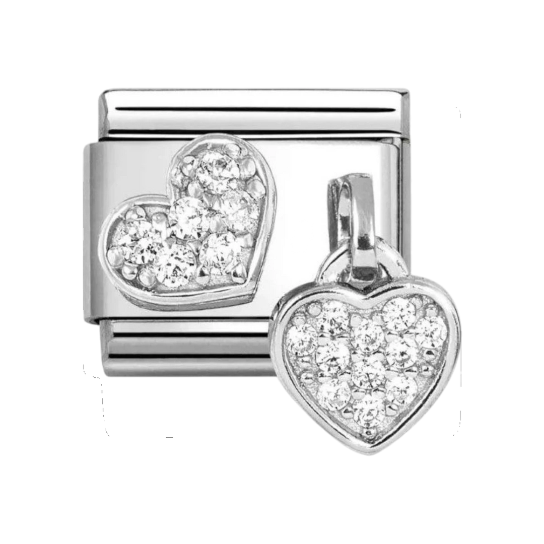 Nomination Classic Silver and Zirconia Heart with Heart Pendant Charm 331817/15