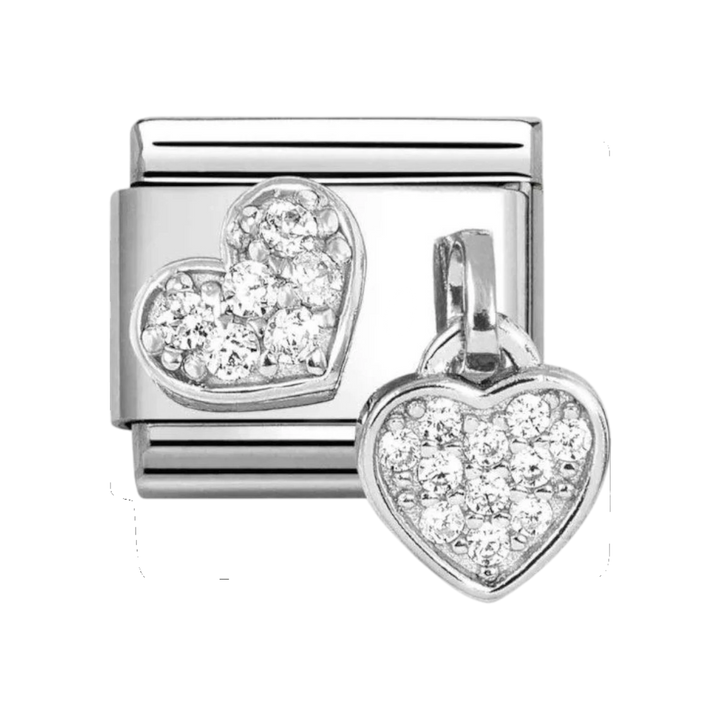 Nomination Classic Silver and Zirconia Heart with Heart Pendant Charm 331817/15