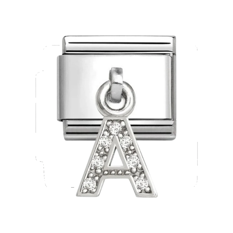 Nomination Classic Zirconia Letter A Drop Charm 331818_01