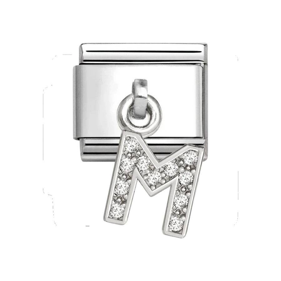 Nomination Classic Silver and Zirconia Letter M Drop Charm 331818/13