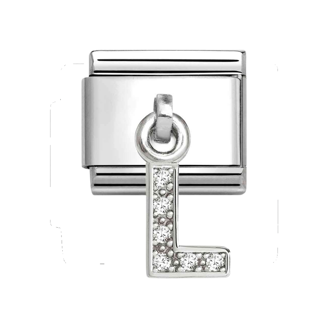 Niche Jewellery Nomination Silver and Zirconia Letter L Drop Charm