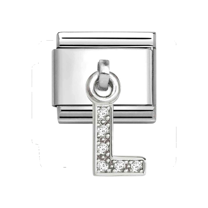 Niche Jewellery Nomination Silver and Zirconia Letter L Drop Charm
