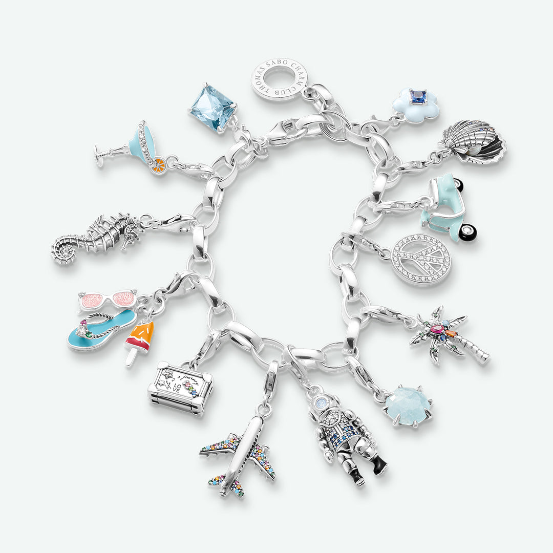 Thomas Sabo Charm Pendant - Light Turquoise Enamel Vespa Moped 1937-041-7