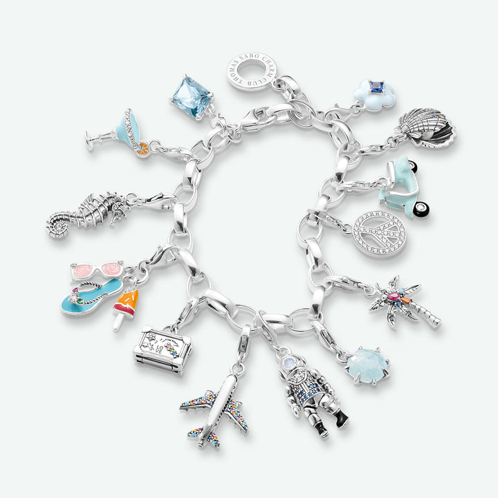 Thomas Sabo Charm Pendant - Multicoloured Silver Palm Tree 1932-342-7