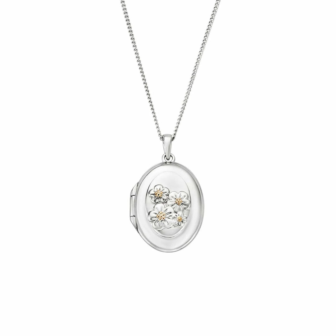 Clogau Nature's Wonder Forget-Me-Not Sterling Silver Locket. Item code 3SFMN907.