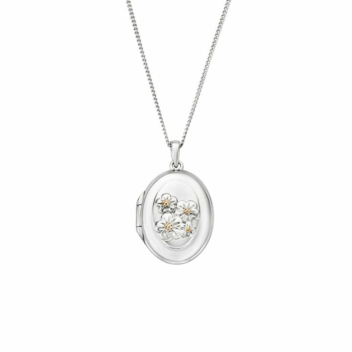 Clogau Nature's Wonder Forget-Me-Not Sterling Silver Locket. Item code 3SFMN907.