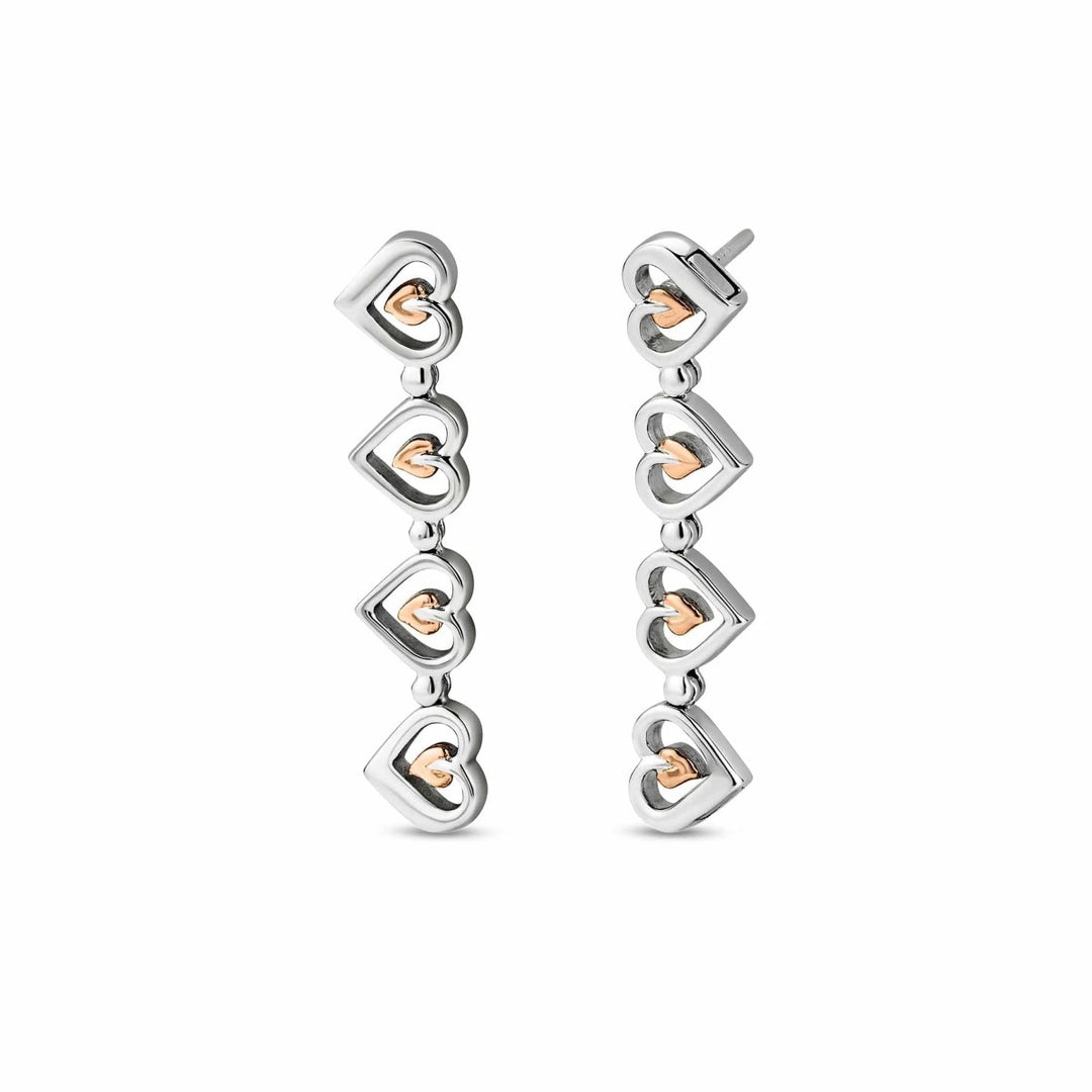 Clogau Tree of Life Sterling Silver Heart Drop Stud Earrings 3SHEA884