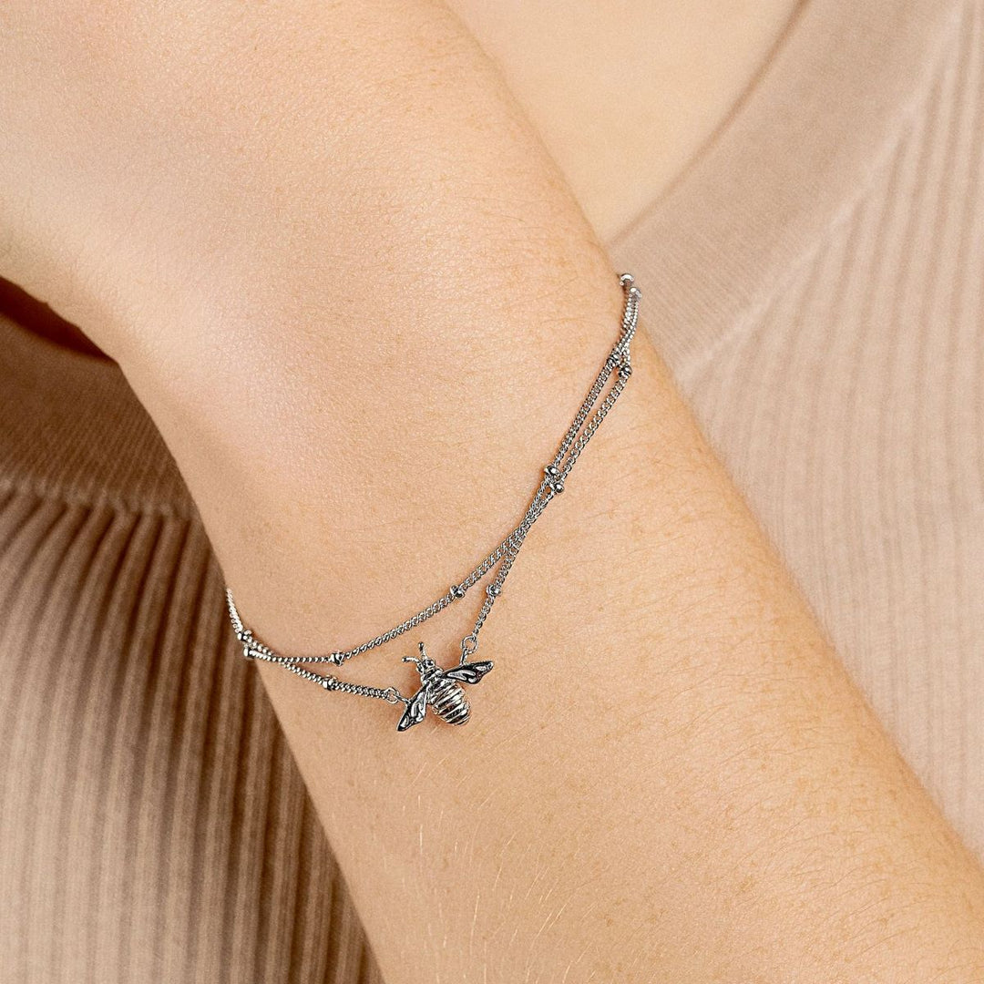 Clogau Honey Bee Silver Double Chain Bracelet - 3SHNB0134