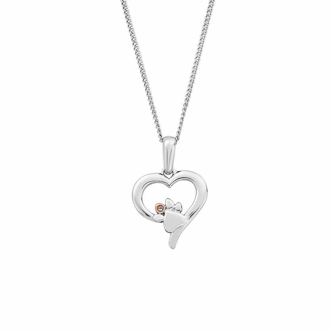 Clogau Paw Prints Sterling Silver Heart Pendant with Topaz 3SPMH769
