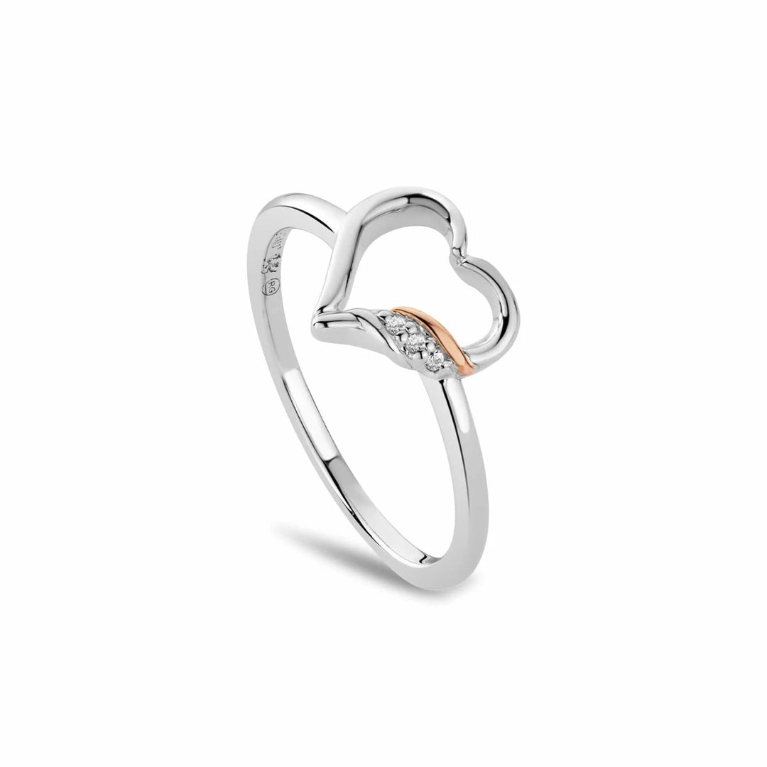 Clogau Past Present Future Heart Silver Ring