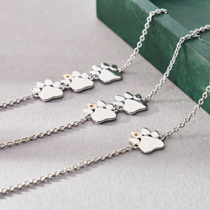 Clogau Paw Prints on My Heart Silver Double Paw Bracelet 3SPWP0823