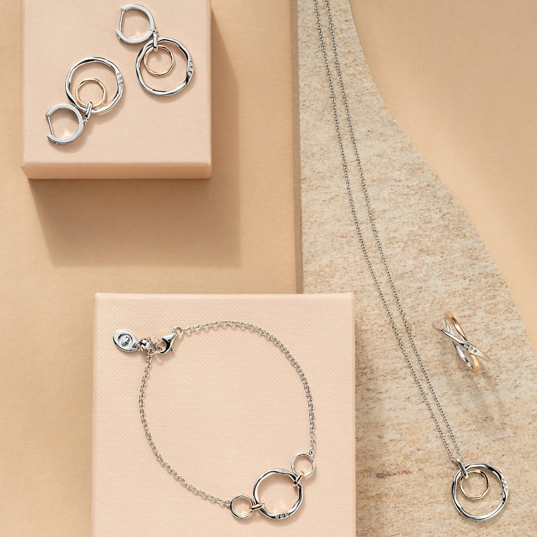 Clogau Ripples Double Hoop White Topaz Creole Earrings 3SRPP0214