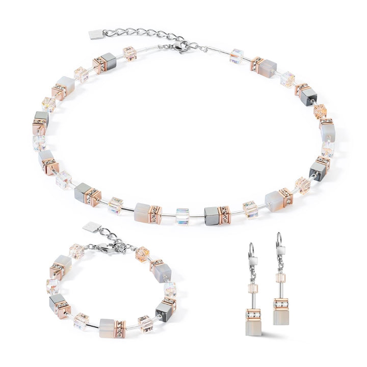 Coeur De Lion GeoCUBE Necklace - Rose Gold Peach