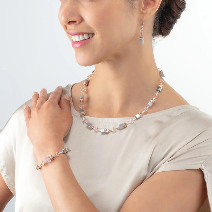 Coeur De Lion GeoCUBE Necklace - Rose Gold Peach
