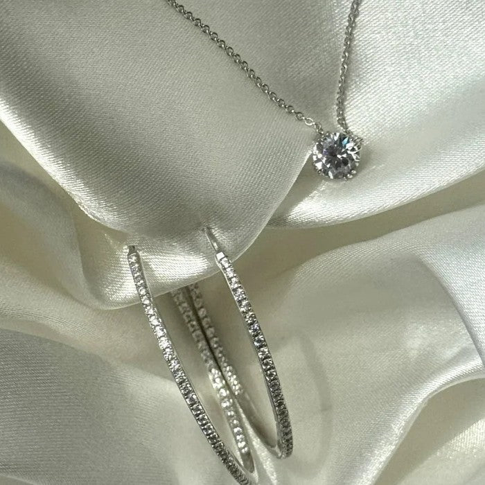 Georgini Elegant Essentials 40mm Silver Hoop Earrings. Item code IE1208W.