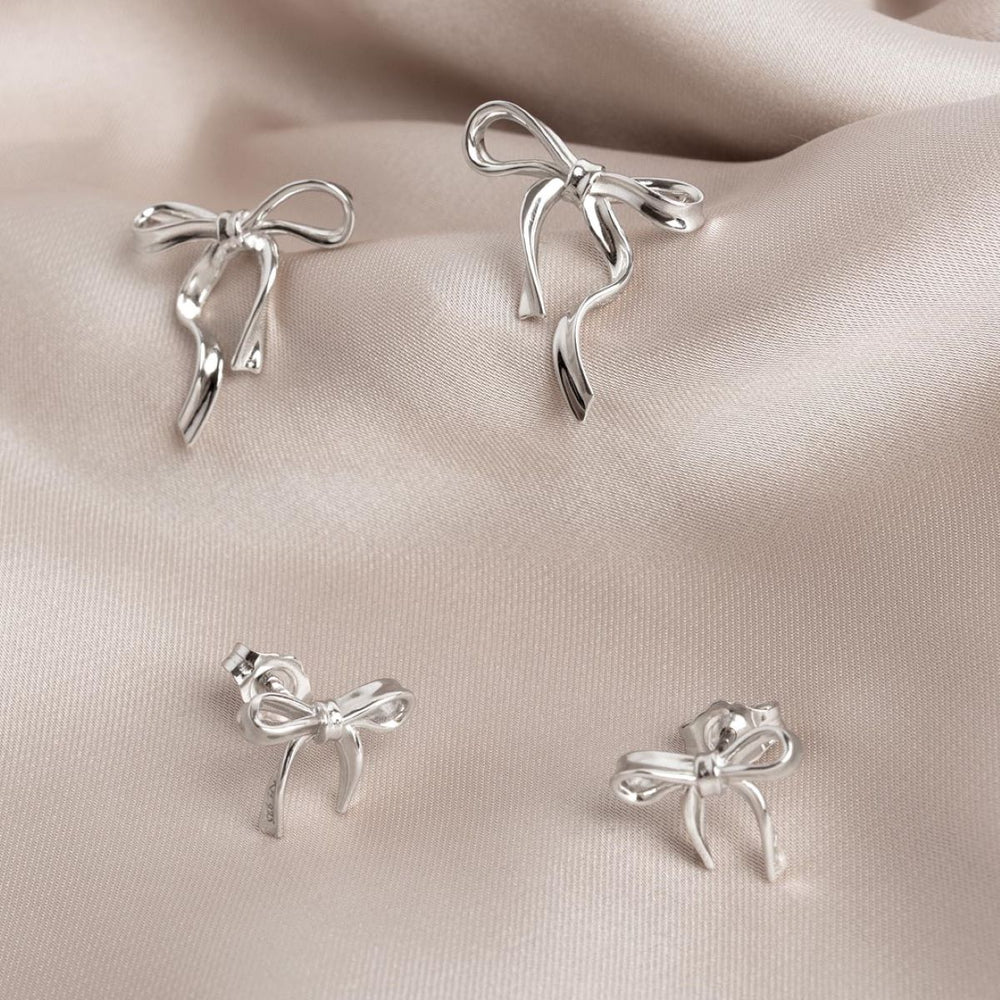 Kit Heath Serenity Ribbon Bow Dainty Stud Earrings - 41187RP