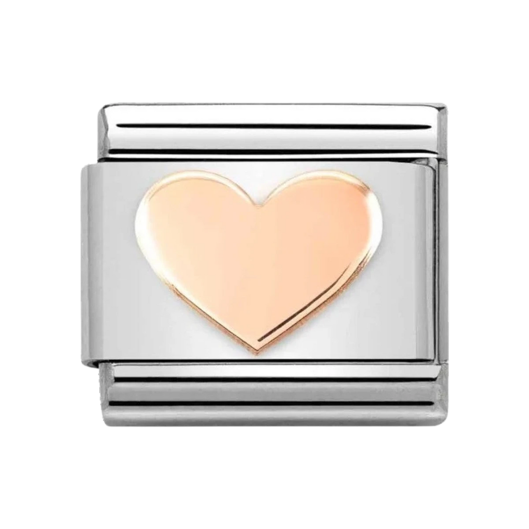 Nomination Classic Rose Gold Flat Heart Charm. Item code 430104/37