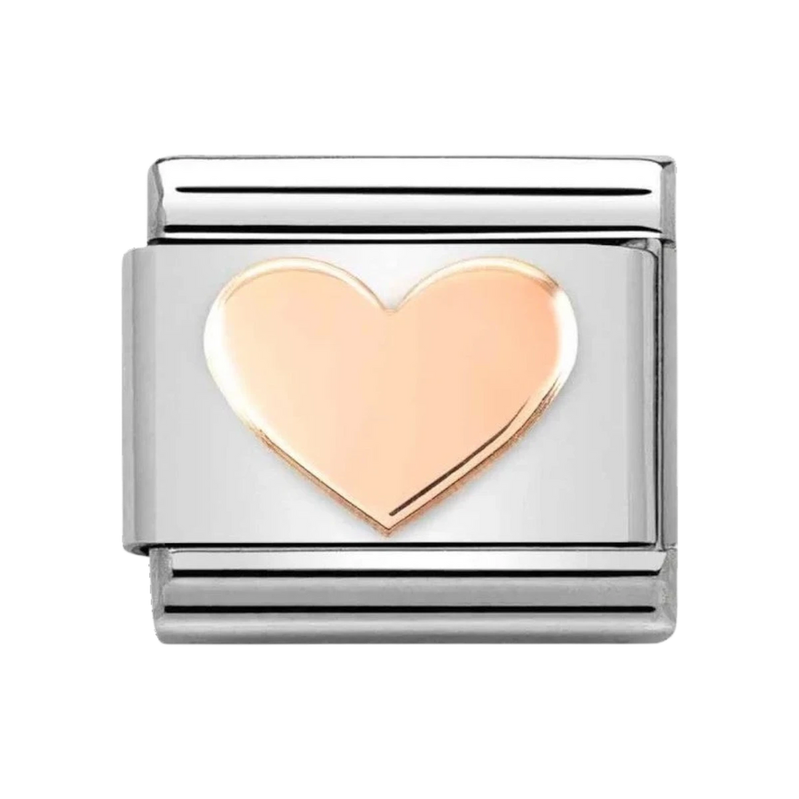 Nomination Classic Rose Gold Flat Heart Charm. Item code 430104/37