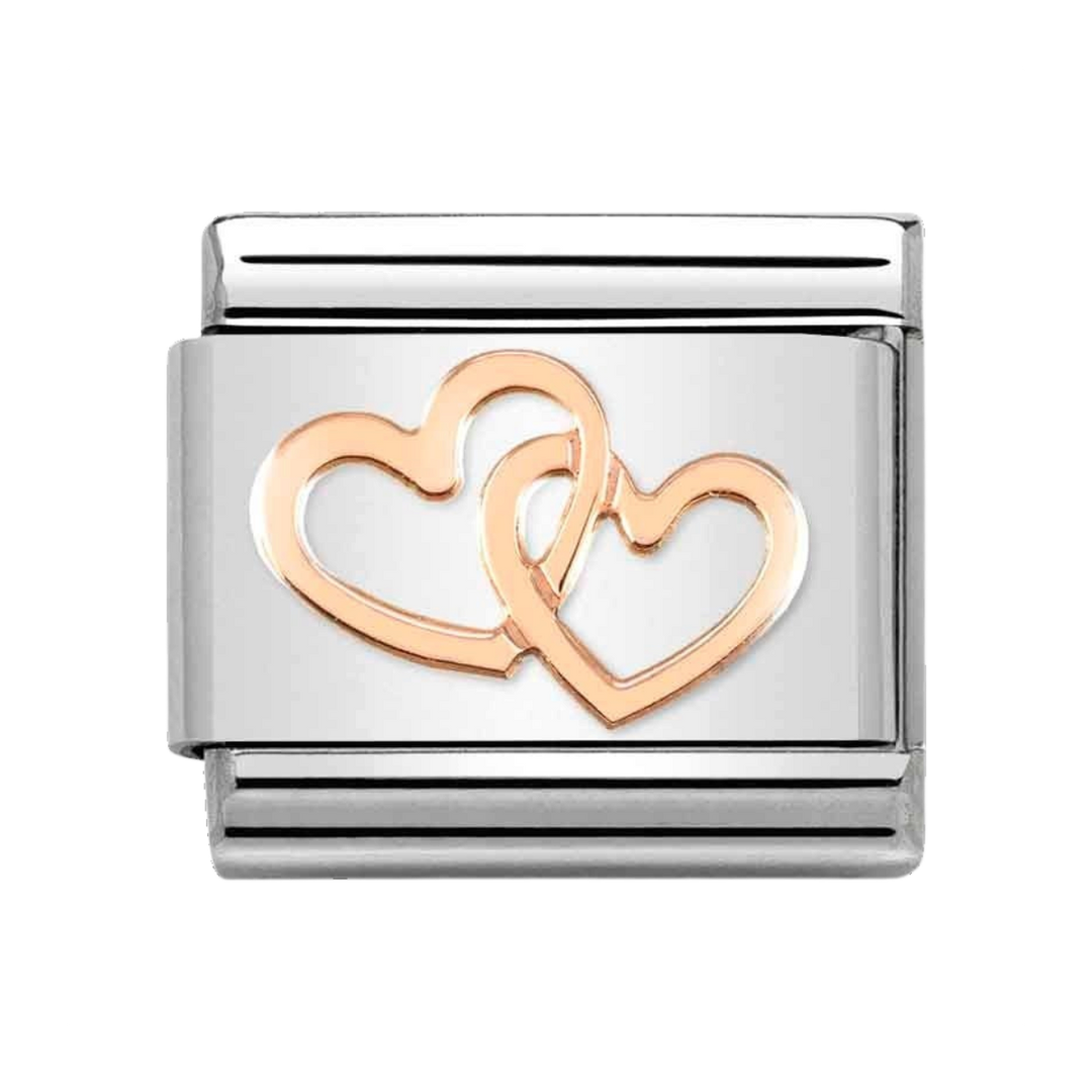 Niche Jewellery Nomination Rose Gold Linked Hearts Charm