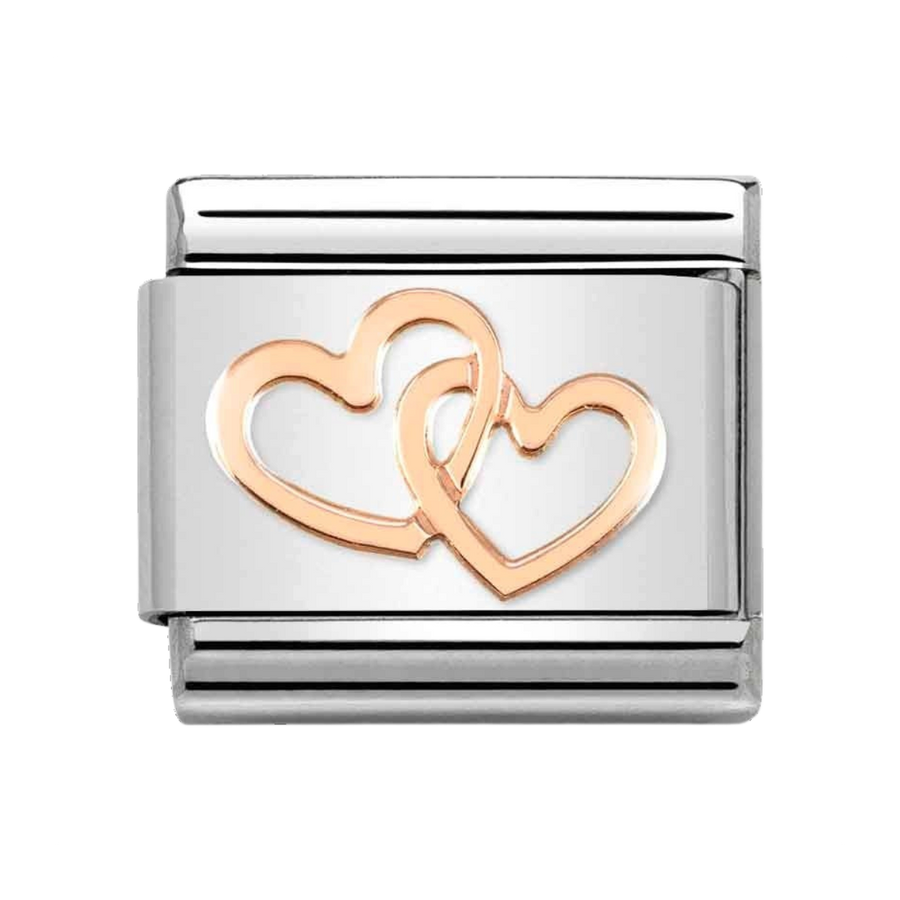 Niche Jewellery Nomination Rose Gold Linked Hearts Charm