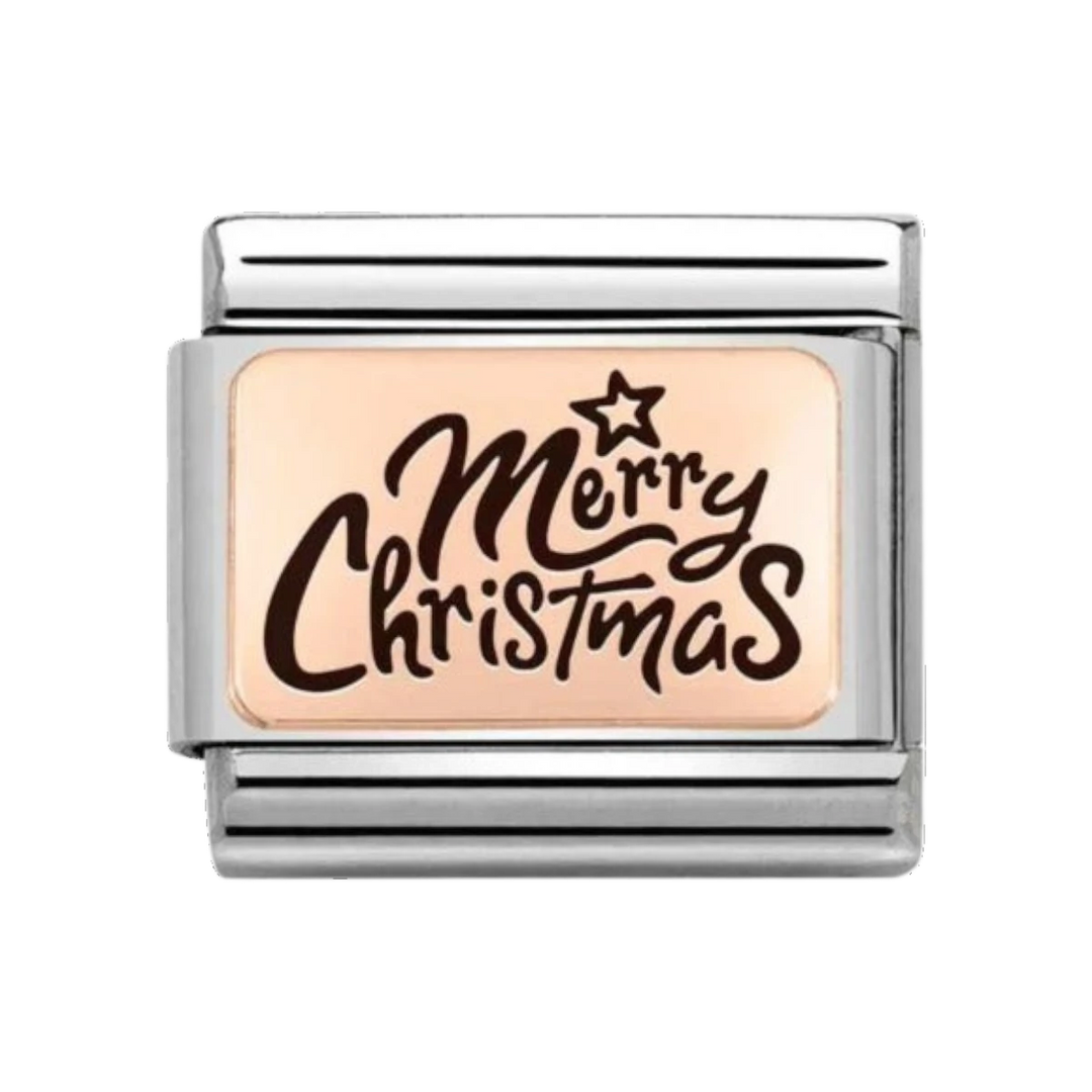 Nomination Classic Rose Gold Italics Merry Christmas Charm