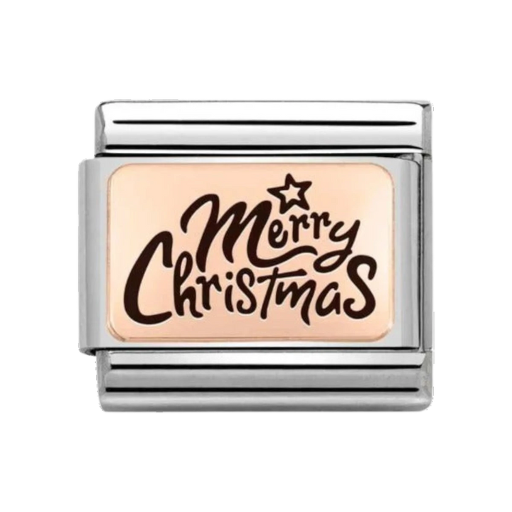 Nomination Classic Rose Gold Italics Merry Christmas Charm