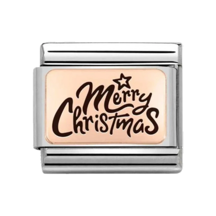 Nomination Classic Rose Gold Italics Merry Christmas Charm