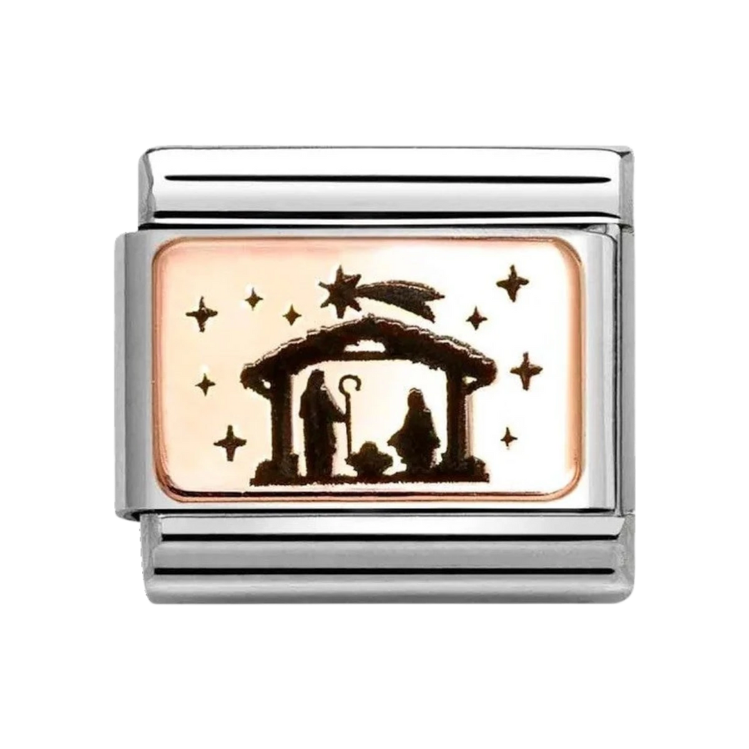 Nomination Classic Rose Gold Nativity Charm. Item code 430111_19.