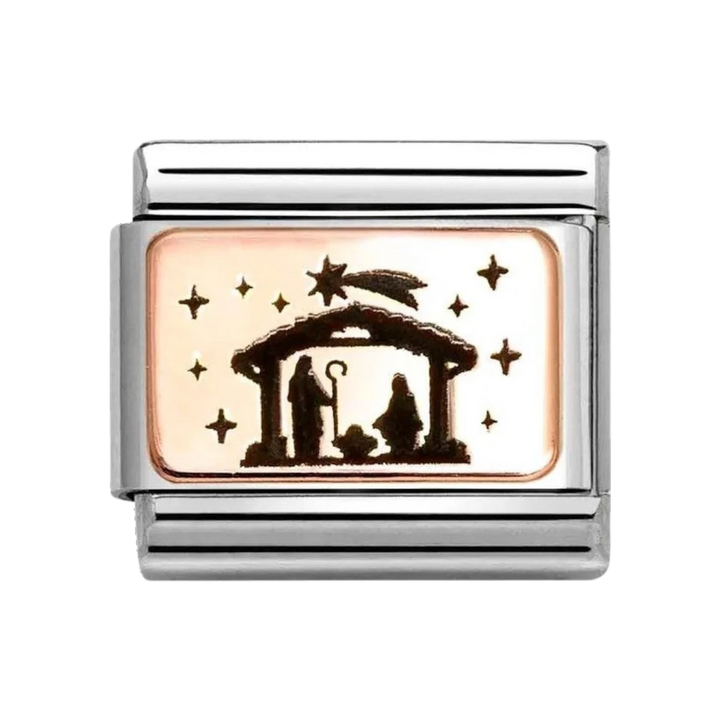 Nomination Classic Rose Gold Nativity Charm. Item code 430111_19.
