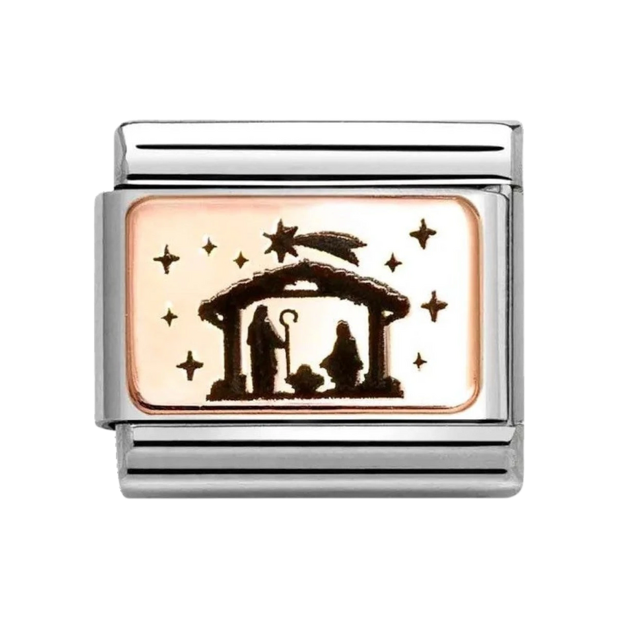 Nomination Classic Rose Gold Nativity Charm. Item code 430111_19.
