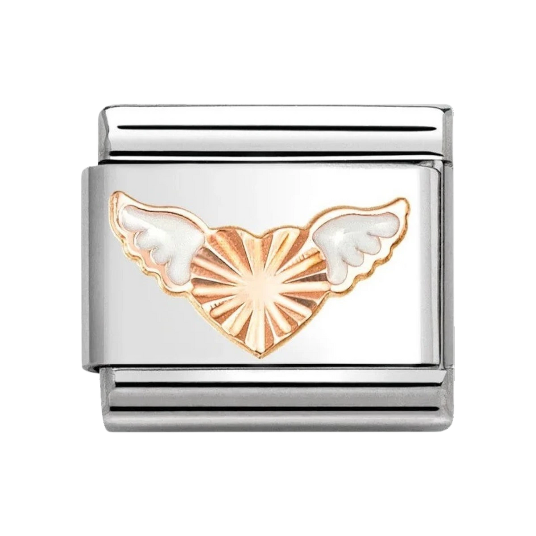 Nomination Classic Rose Gold and Enamel Heart Angel Wings Charm 430202_46