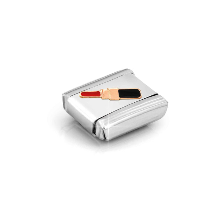 Niche Jewellery Nomination Rose Gold and Enamel Lipstick Charm worn on model