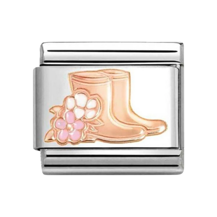 Nomination Classic Rose Gold Boots with Flowers Charm. Item code 430202/20