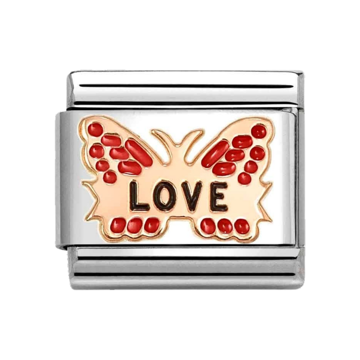 Niche Jewellery Nomination Rose Gold Enamel Butterfly Love Charm