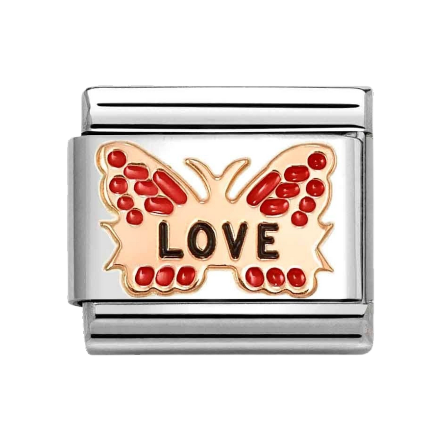 Niche Jewellery Nomination Rose Gold Enamel Butterfly Love Charm
